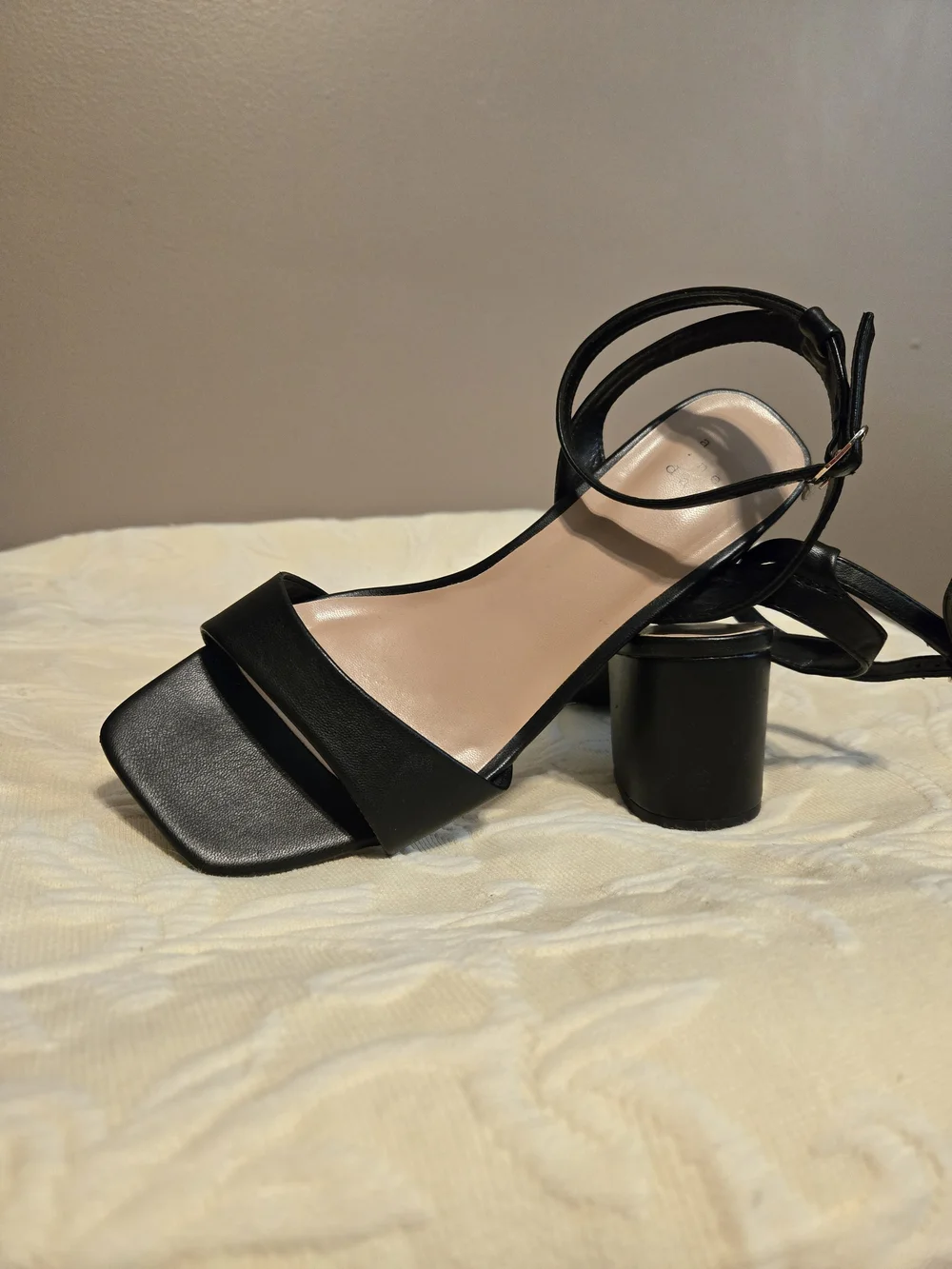 A New Day Shannon Black Square Open Toe Block Heels 7.5